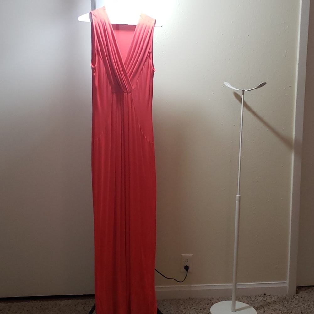 Short Sleeve Salmon Maxi Dress